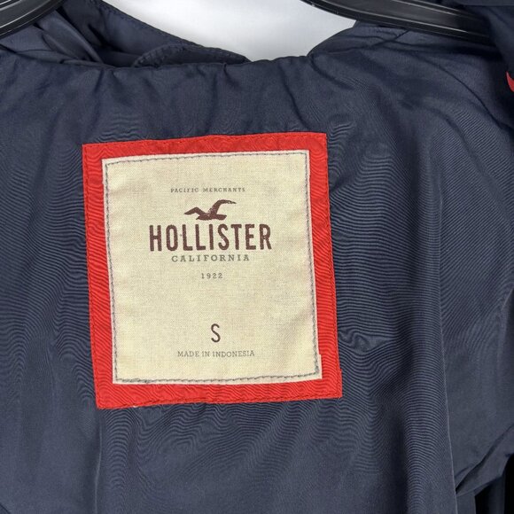 Hollister Quilted Hood Goose Down Long Sleeve Pocket Logo Full Zip Winter Jacket - Picture 6 of 10